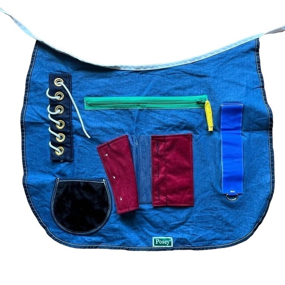 Posey Multisensory & Fidget Apron, Blue, Tie On, Adult, Cognitive Therapy, ADL - Picture 1 of 11